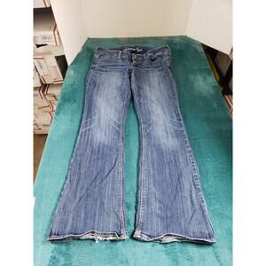 American Eagle Jeans Size 8 Womens Blue Stretch Pants Mid Rise Artist Flare
